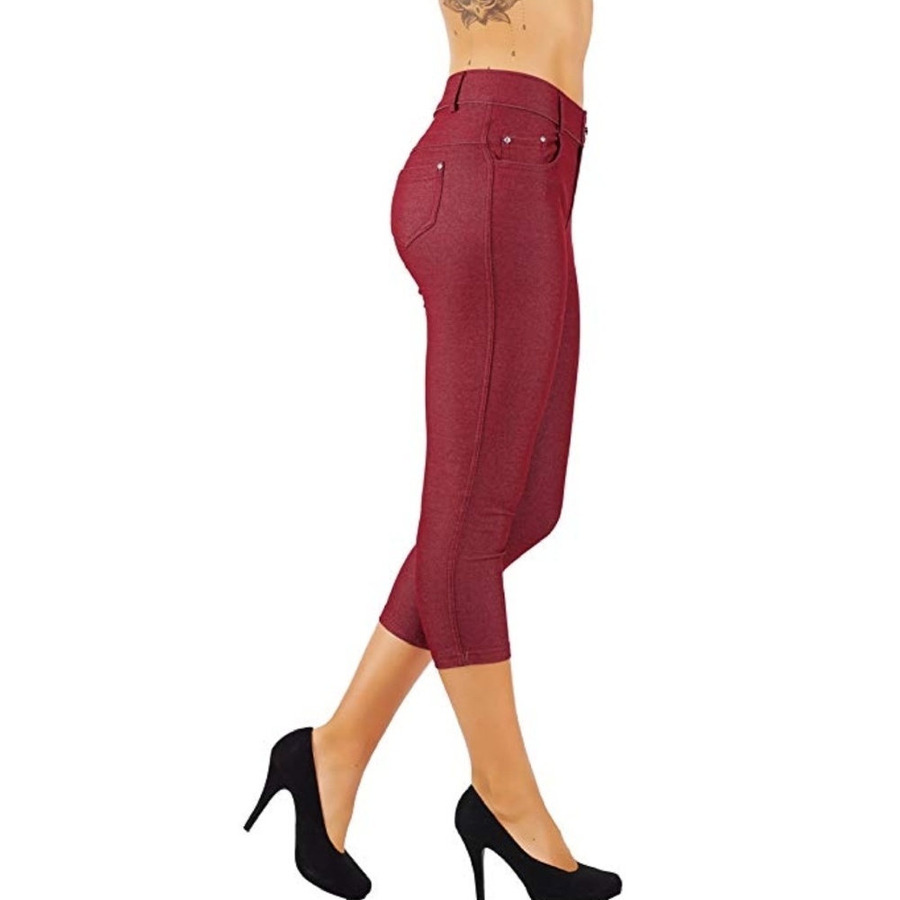 Jean Look Jeggings Tights Slim Fit Pull Up Pants 